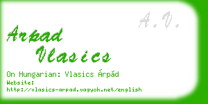 arpad vlasics business card